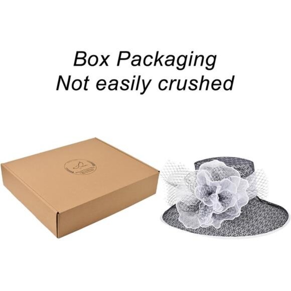 Derby Hats for Women, Classy Organza Sun Hat, White x Black